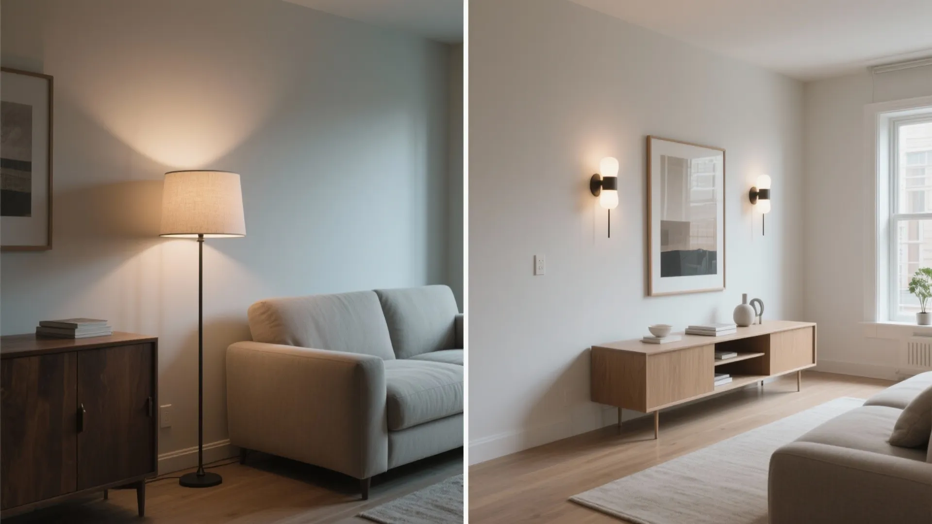 Wall-mounted lighting and floating storage