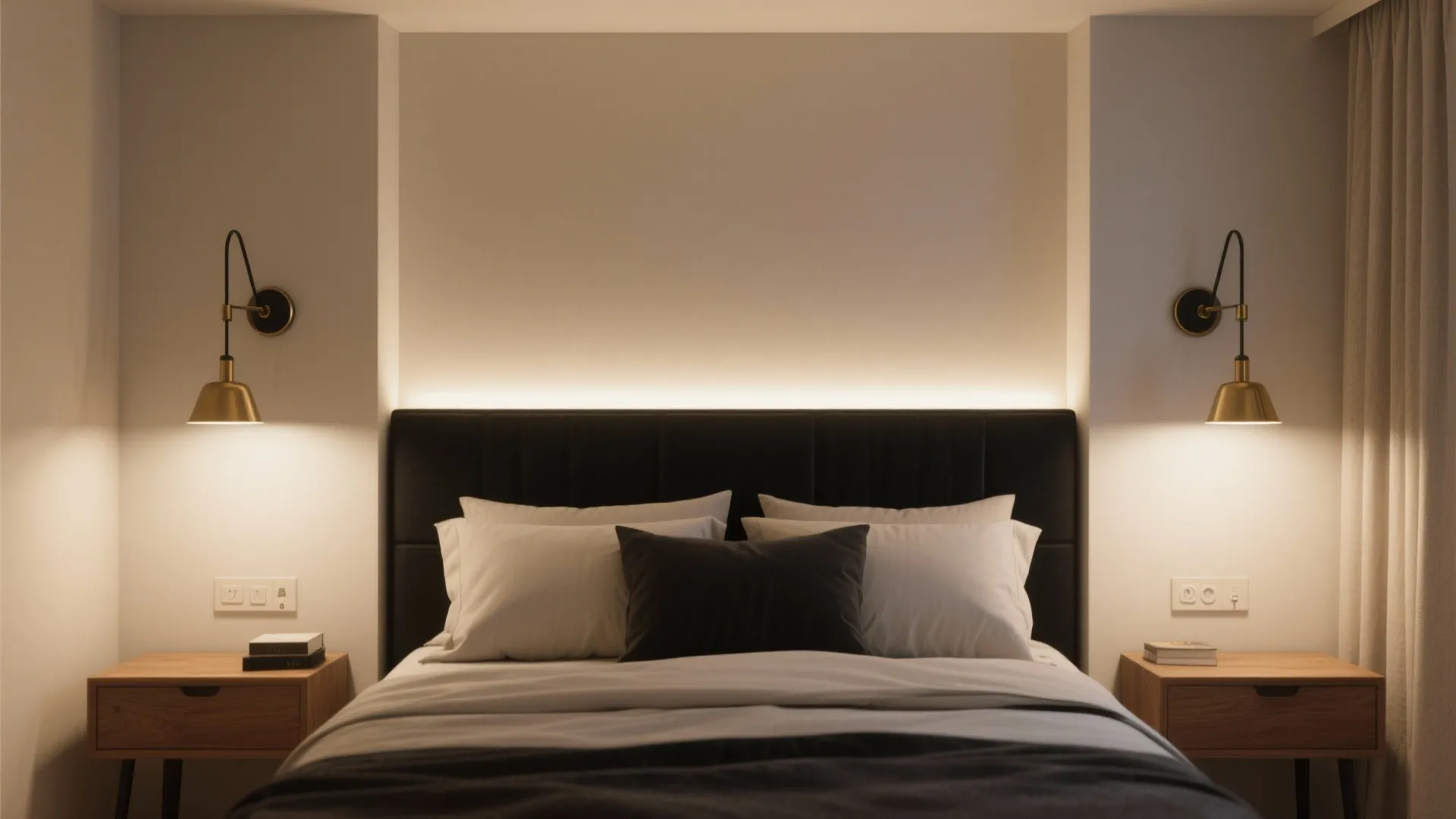 Smart Sconces and LED Washes on the Bed Wall