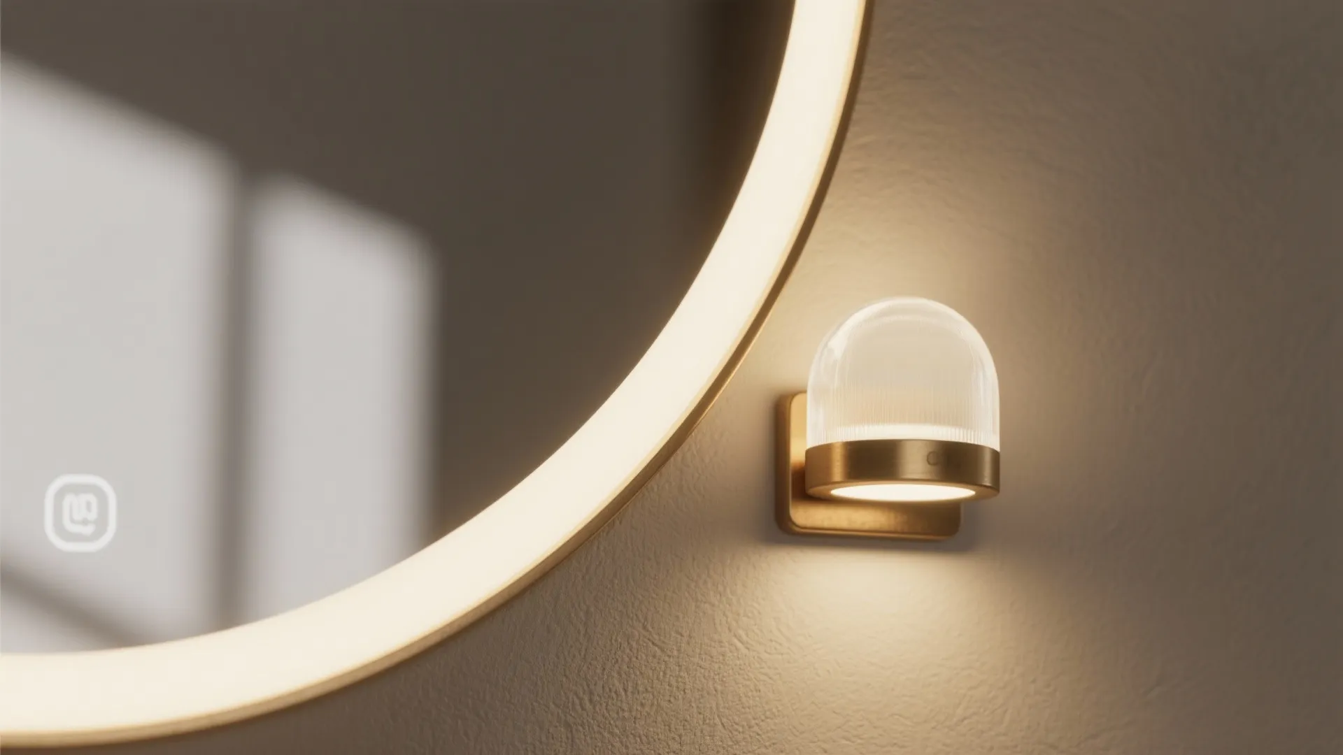 2) Corner Vanity with Wrap-Around Mirror and Side Lighting