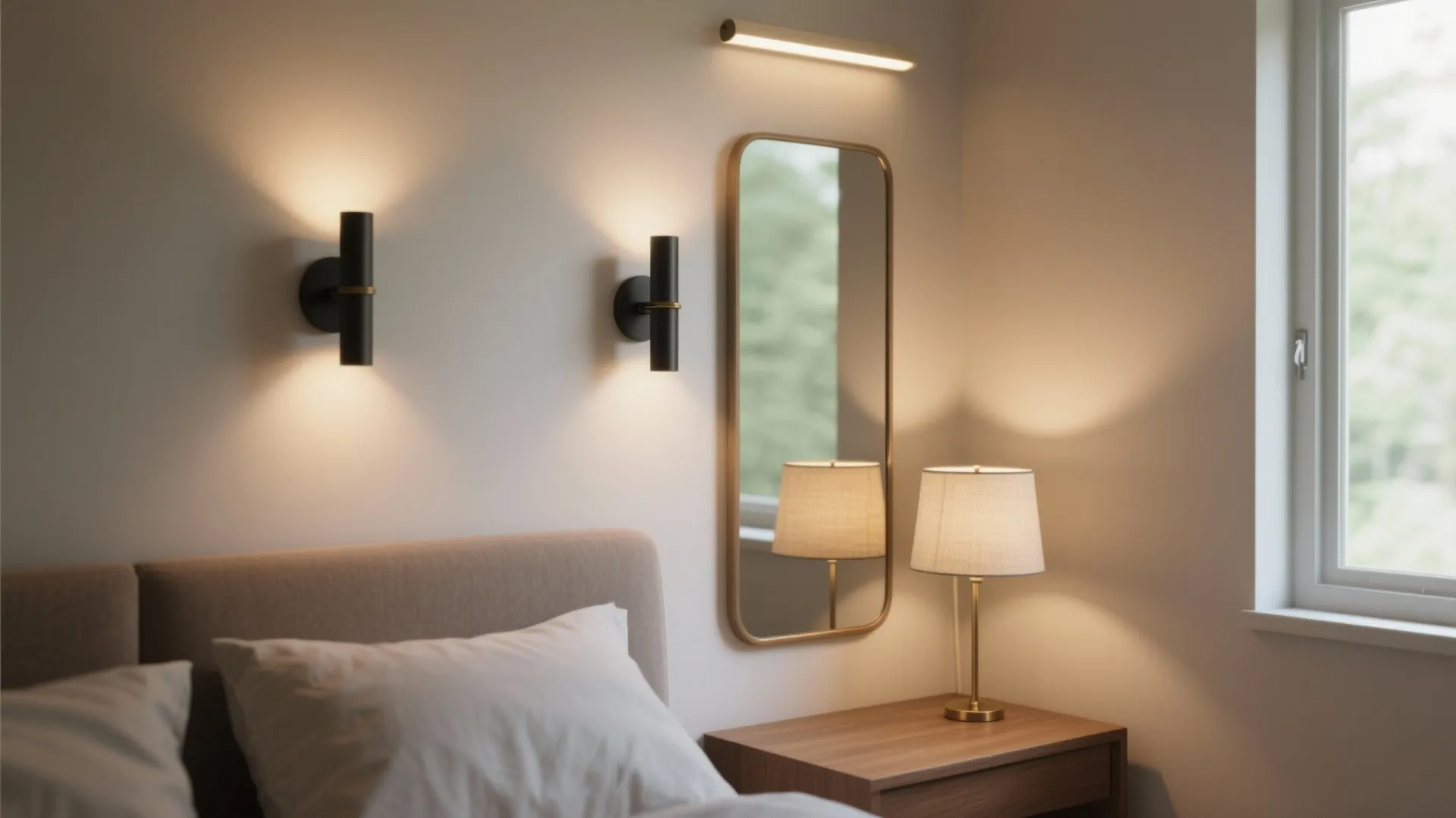 Idea 3: Layer light and mirrors (no overhead glare)