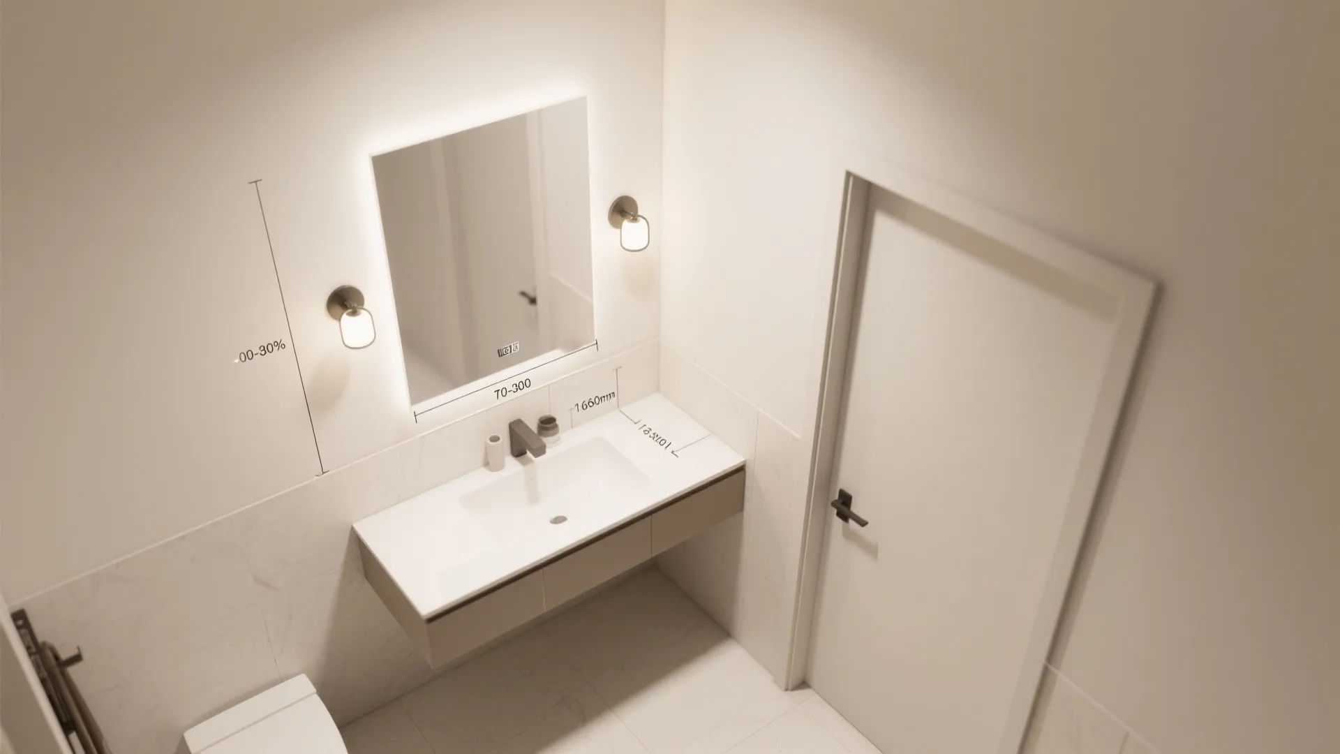 Layered Mirrors with Side Sconces for Task + Ambient Light