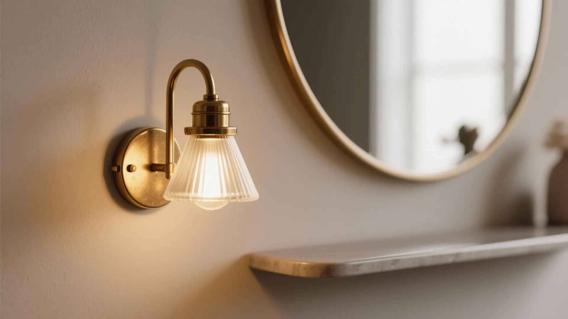 Compact console + mirror wall for daily flow