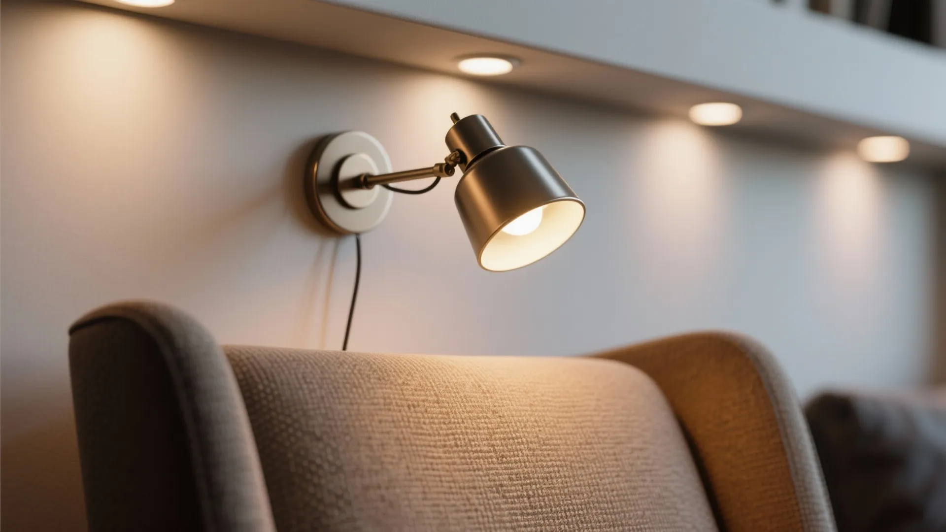 1. Layered lighting with adjustable sconces