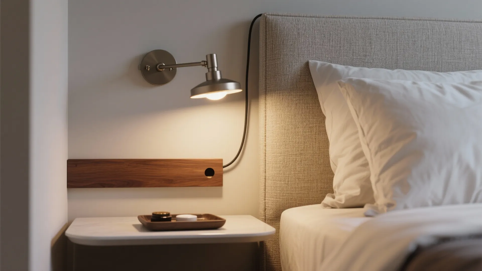 Sconces and Skinny Nightstands