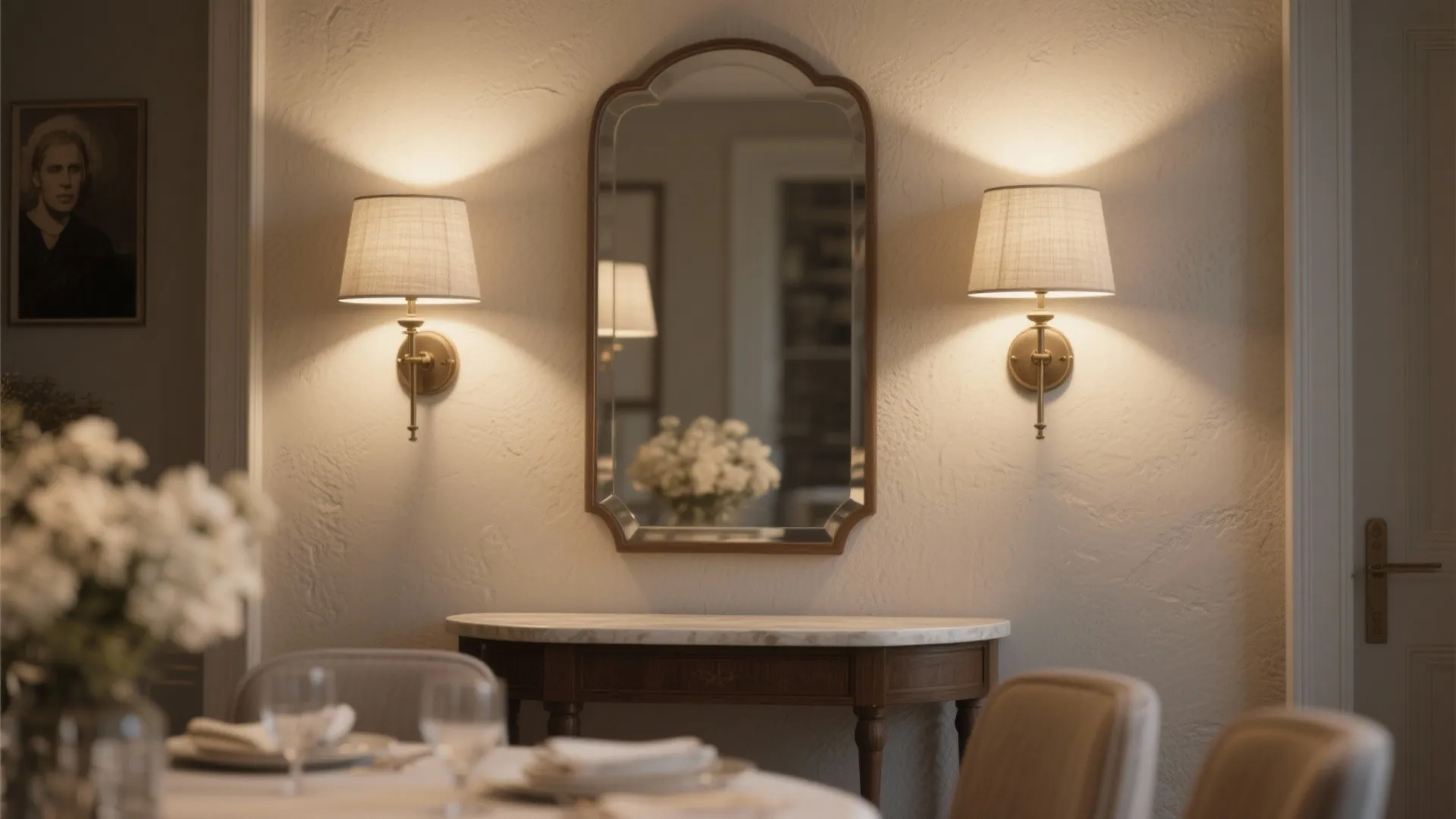 3. Wall Sconces with Fabric Shades