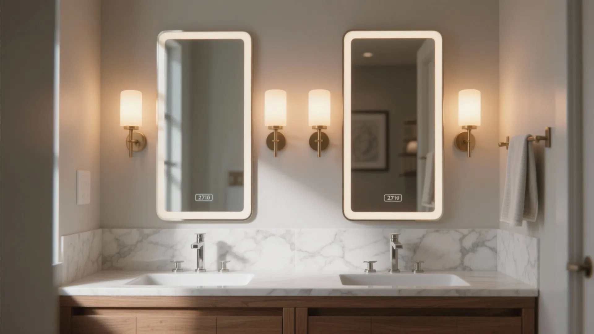 1. Flank the Mirror with Matching Sconces