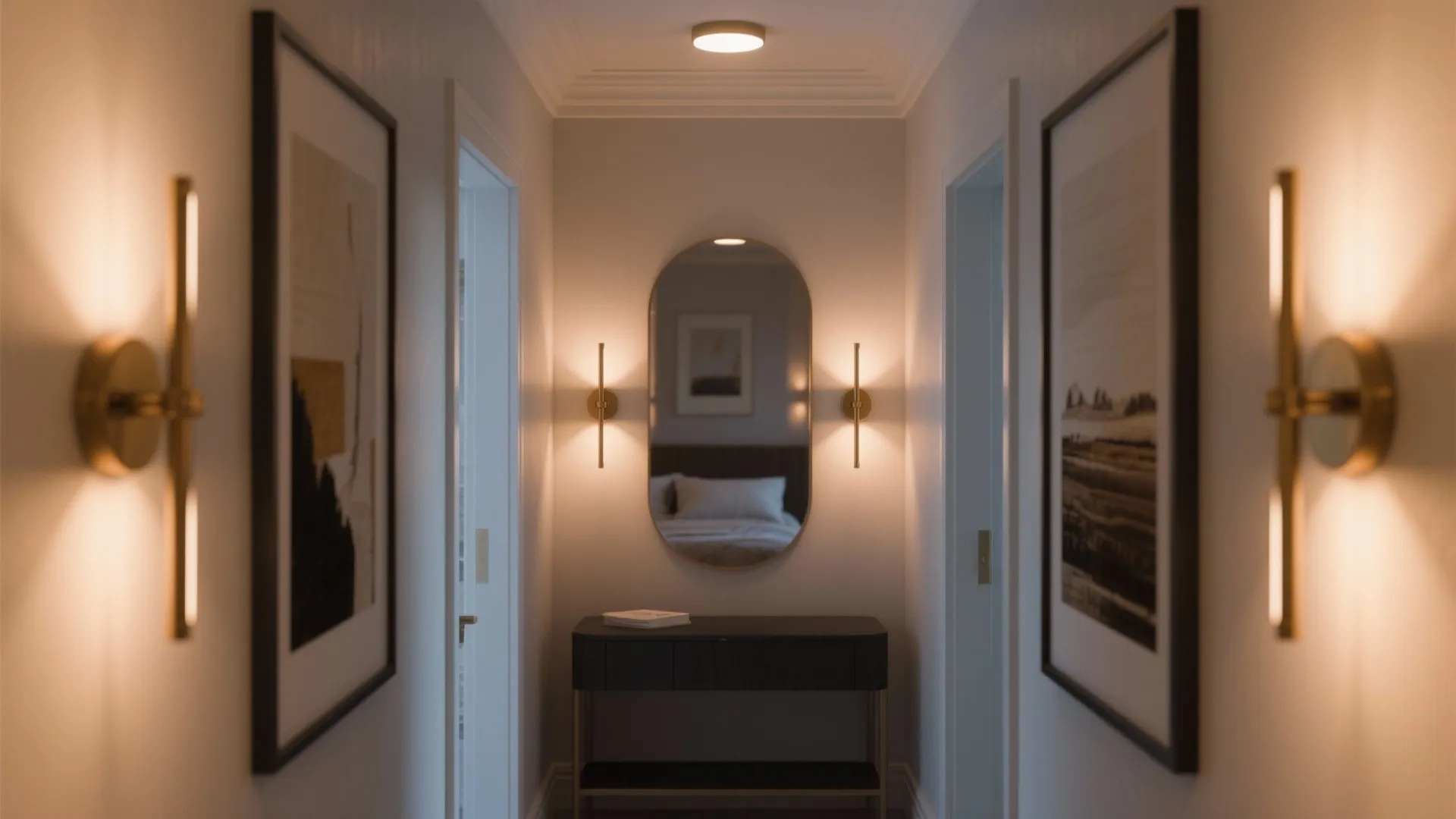 2. Layer with wall sconces for depth