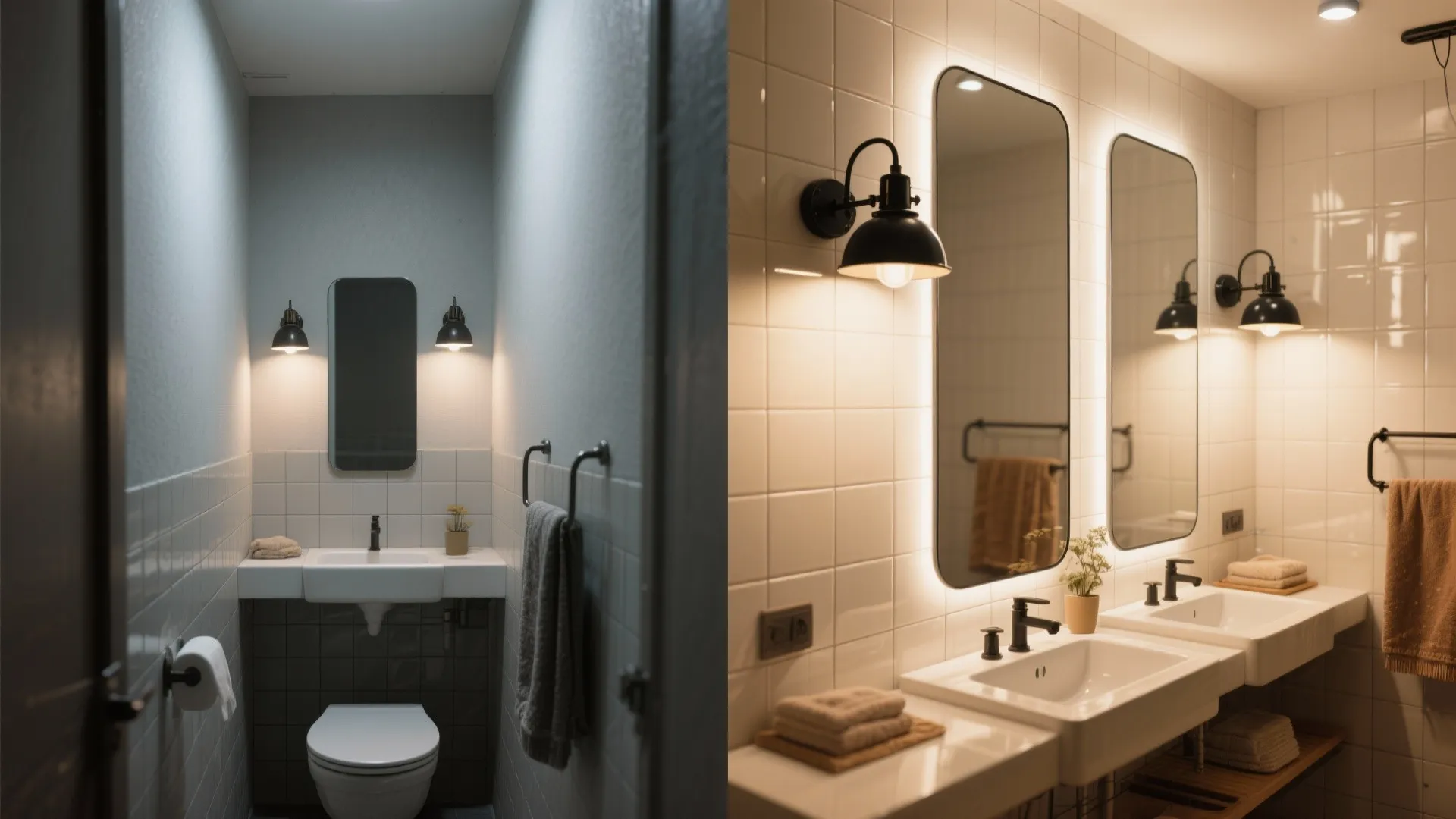 4. Pair industrial sconces with mirrors to amplify light