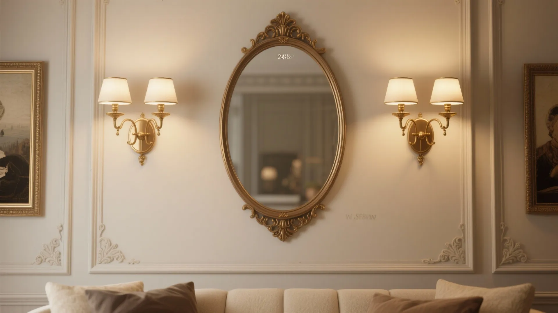 Flanked by Wall Sconces