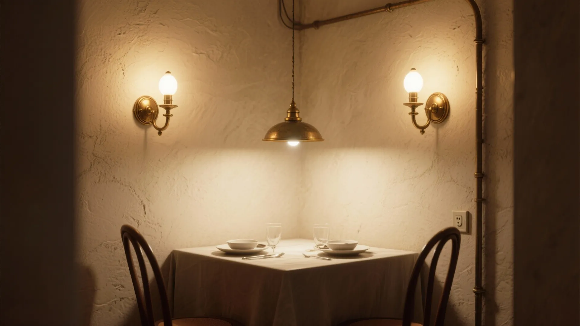 4) Wall Sconces + Small Pendant Pairing