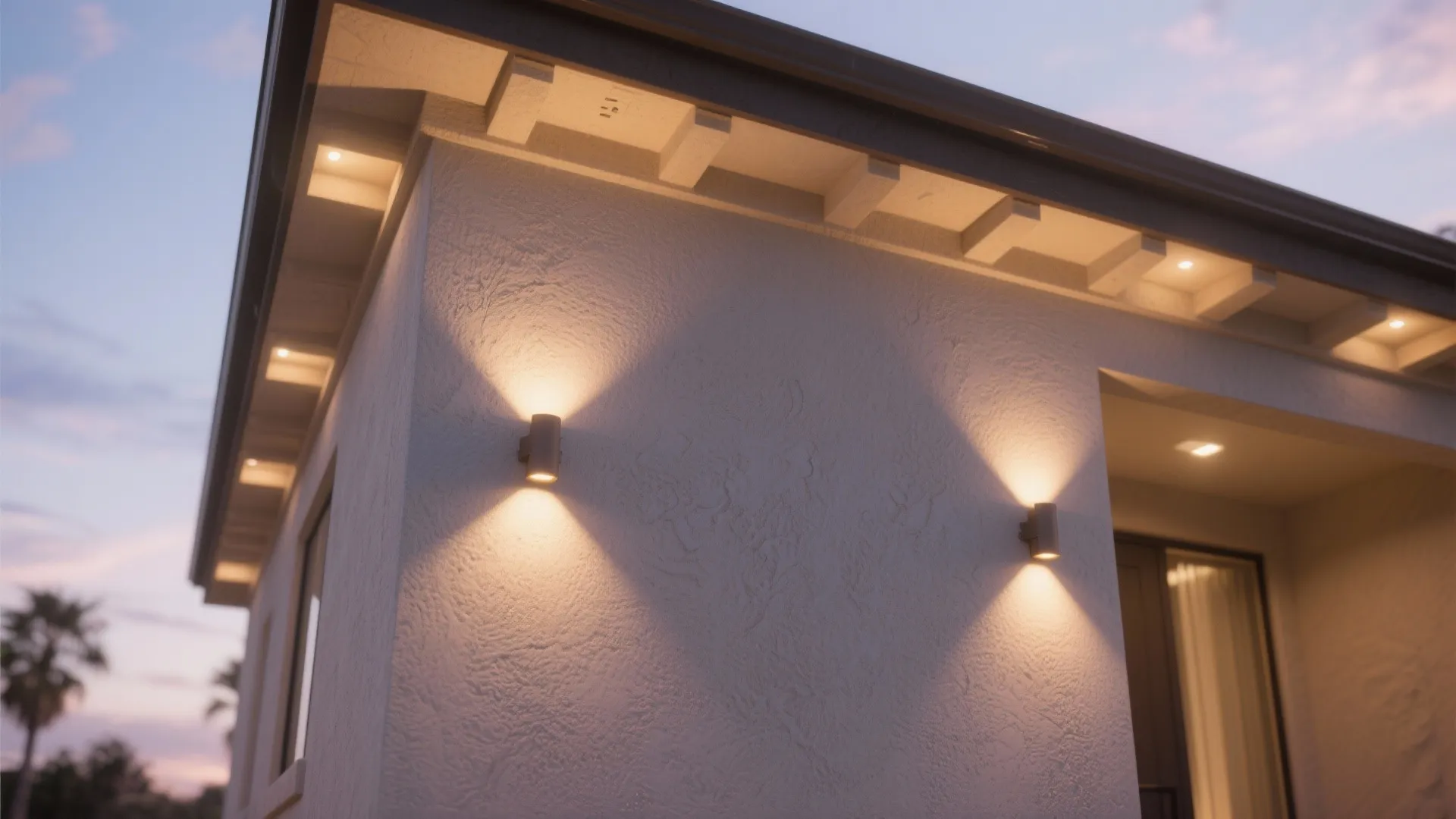1. Layered glow with sconces and recessed uplights