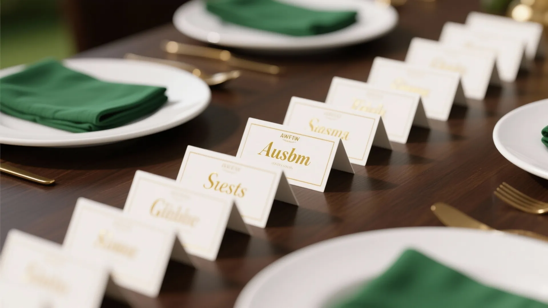 Personalized gold foil scorecard place settings
