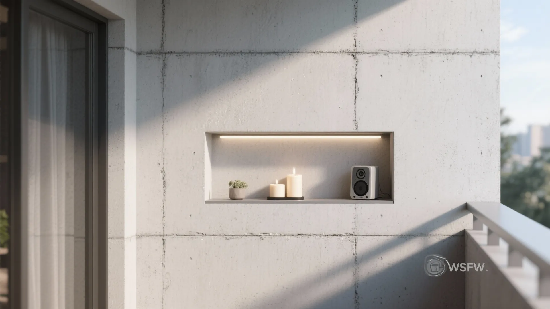 Patterned Cement: Scored Lines and Inset Niches