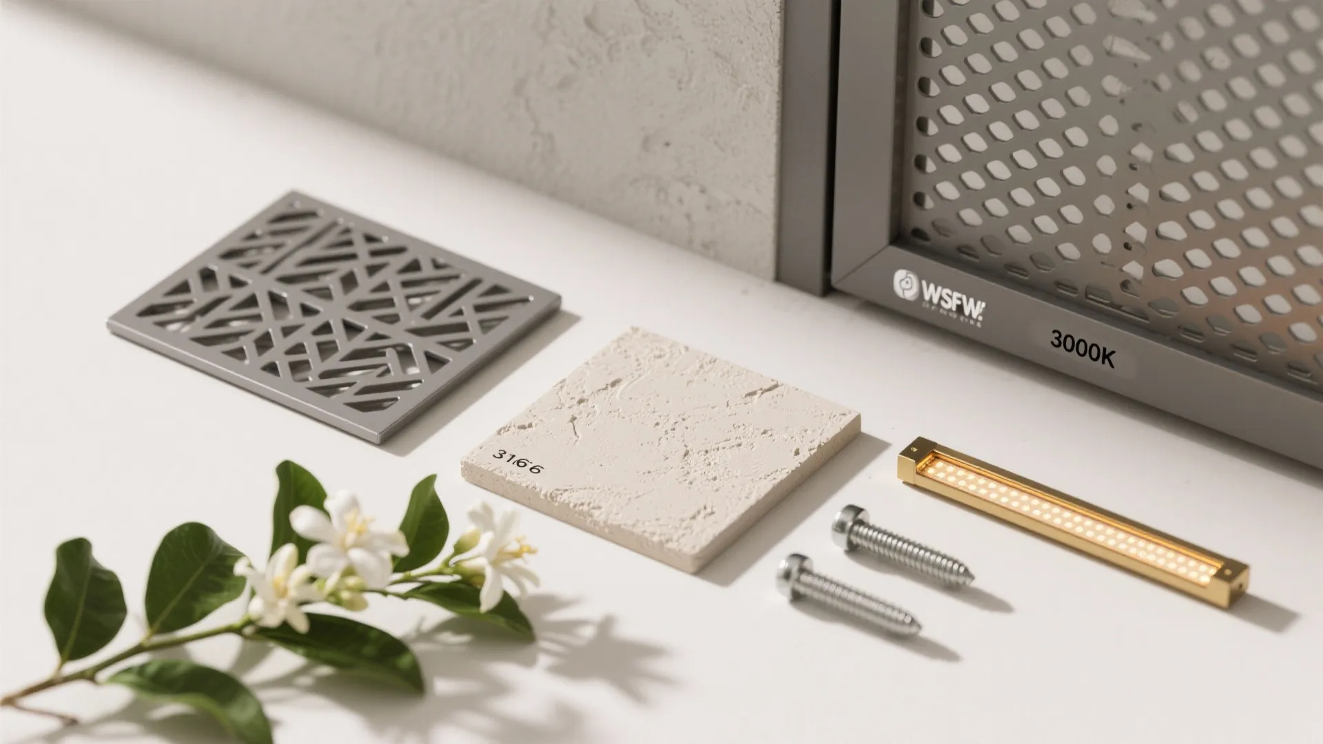 Perforated metal screens with floral layering