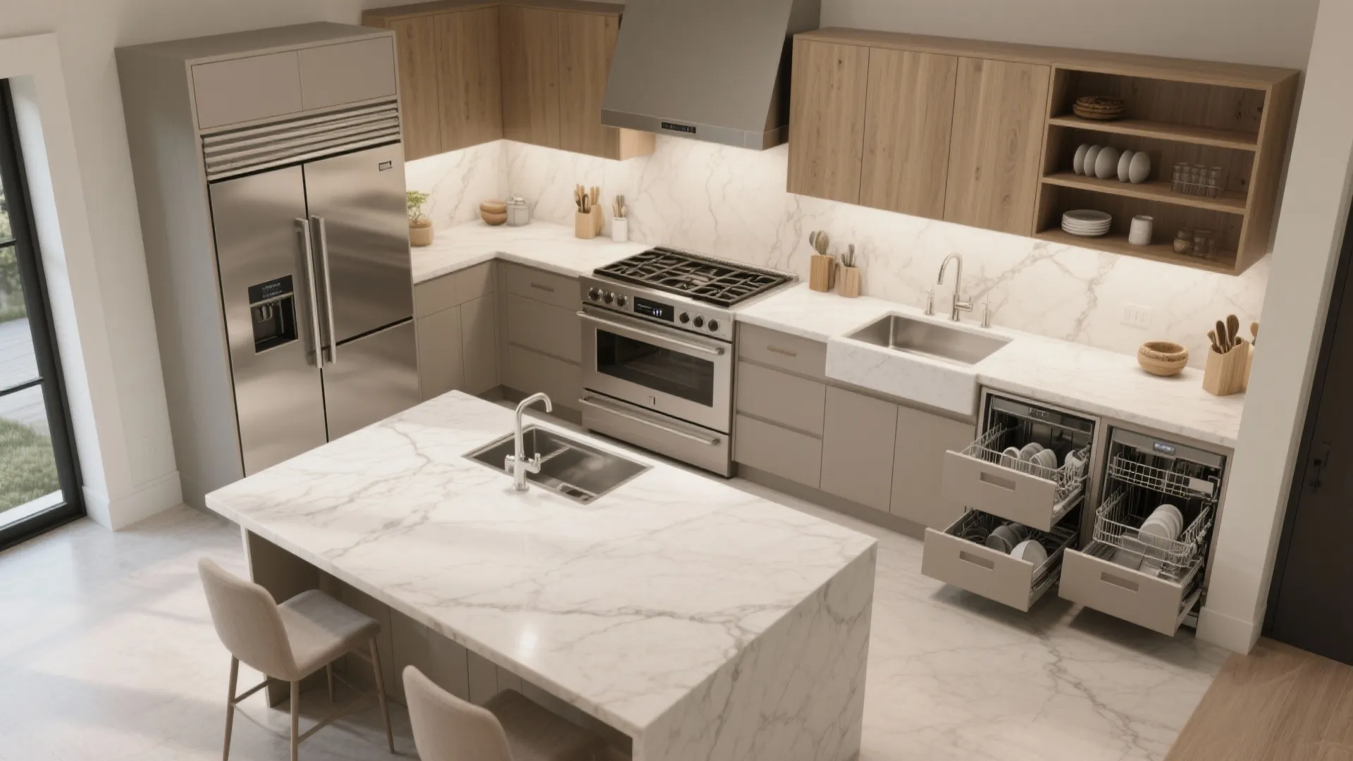 Chef’s Kitchens with Sculleries and Seamless Storage
