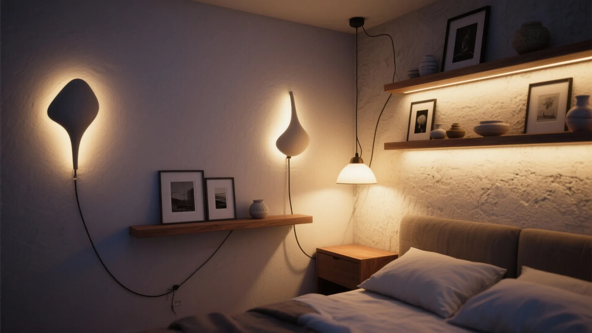 Inspiration 4: Sculptural Lighting and Floating Shelves