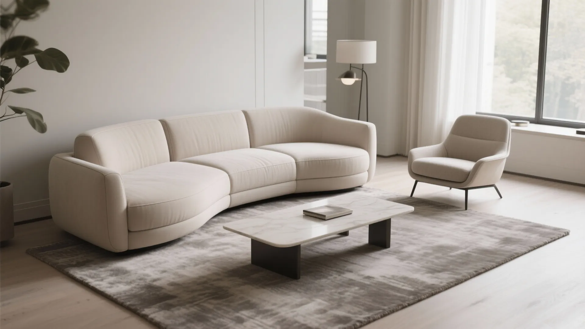 3) Sculpted Seating and Low Profiles