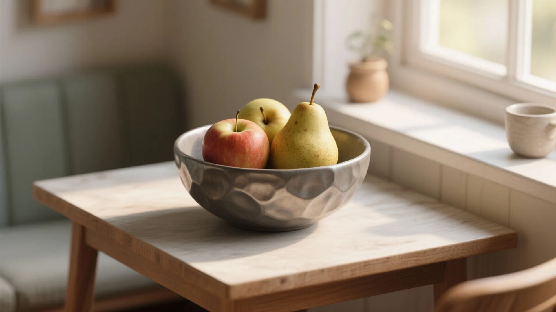 3. Sculptural bowl plus fruit: the everyday statement
