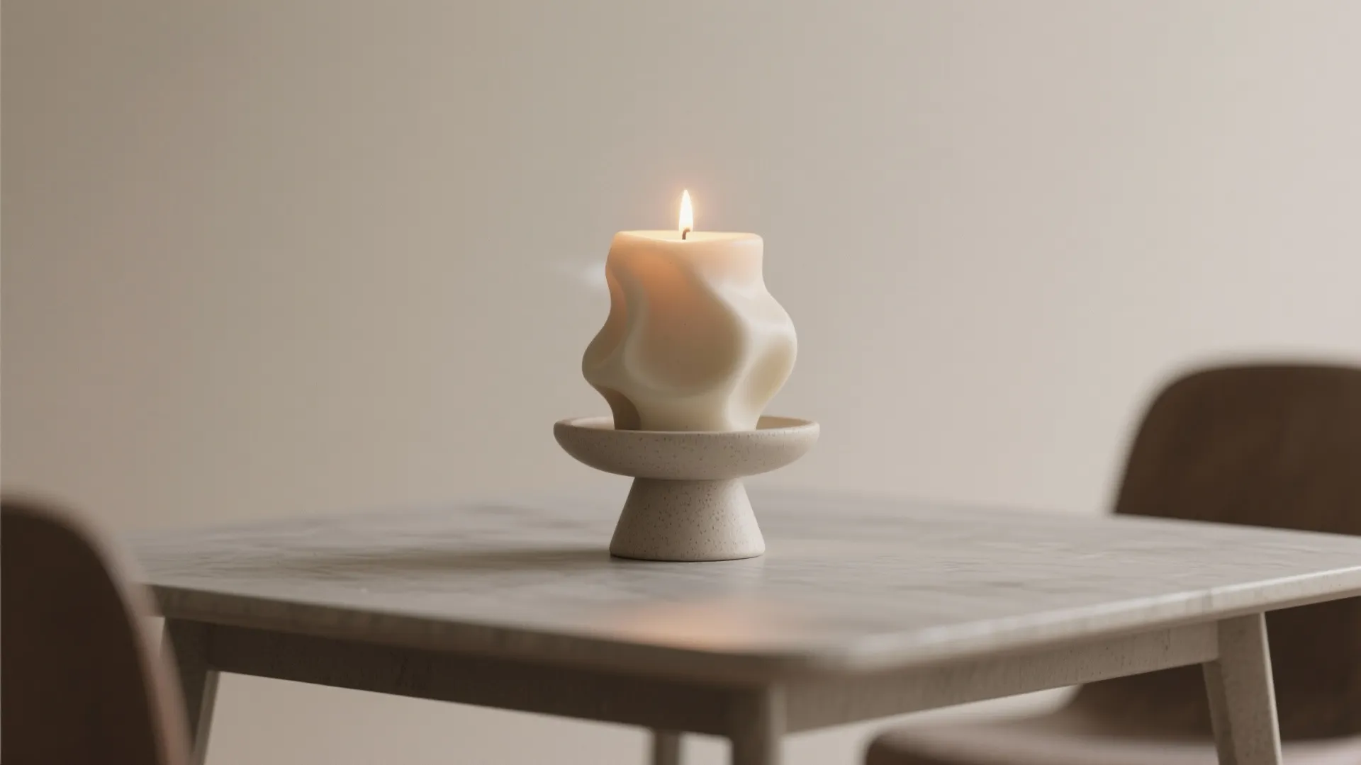 4. Single Sculptural Candle on a Pedestal