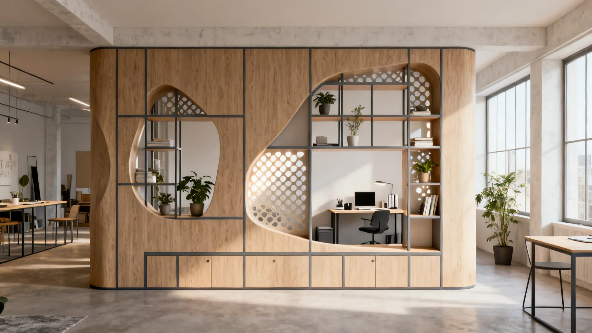 5. Sculptural wall unit as room divider