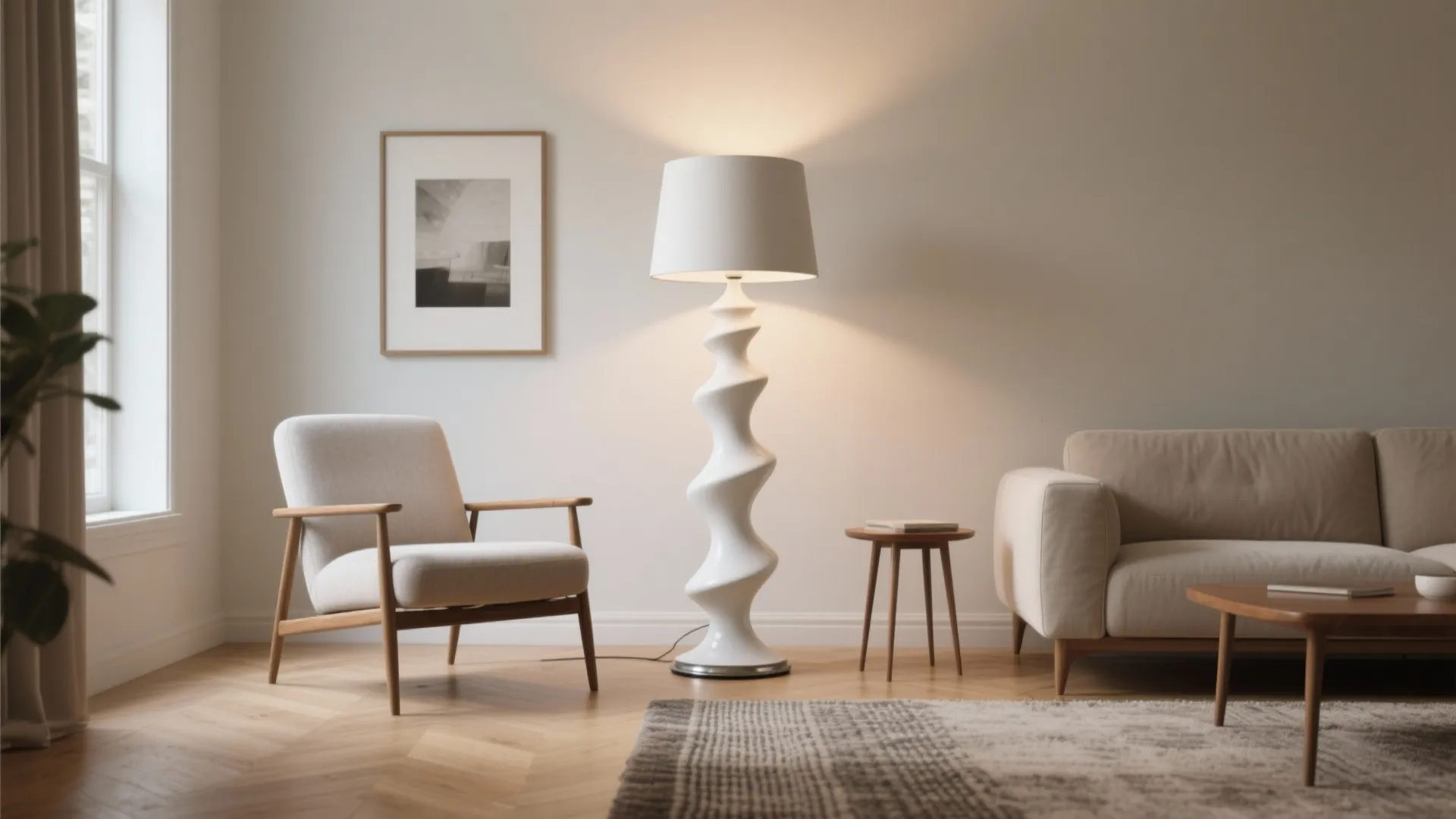 1. Sculptural floor lamp as a focal point