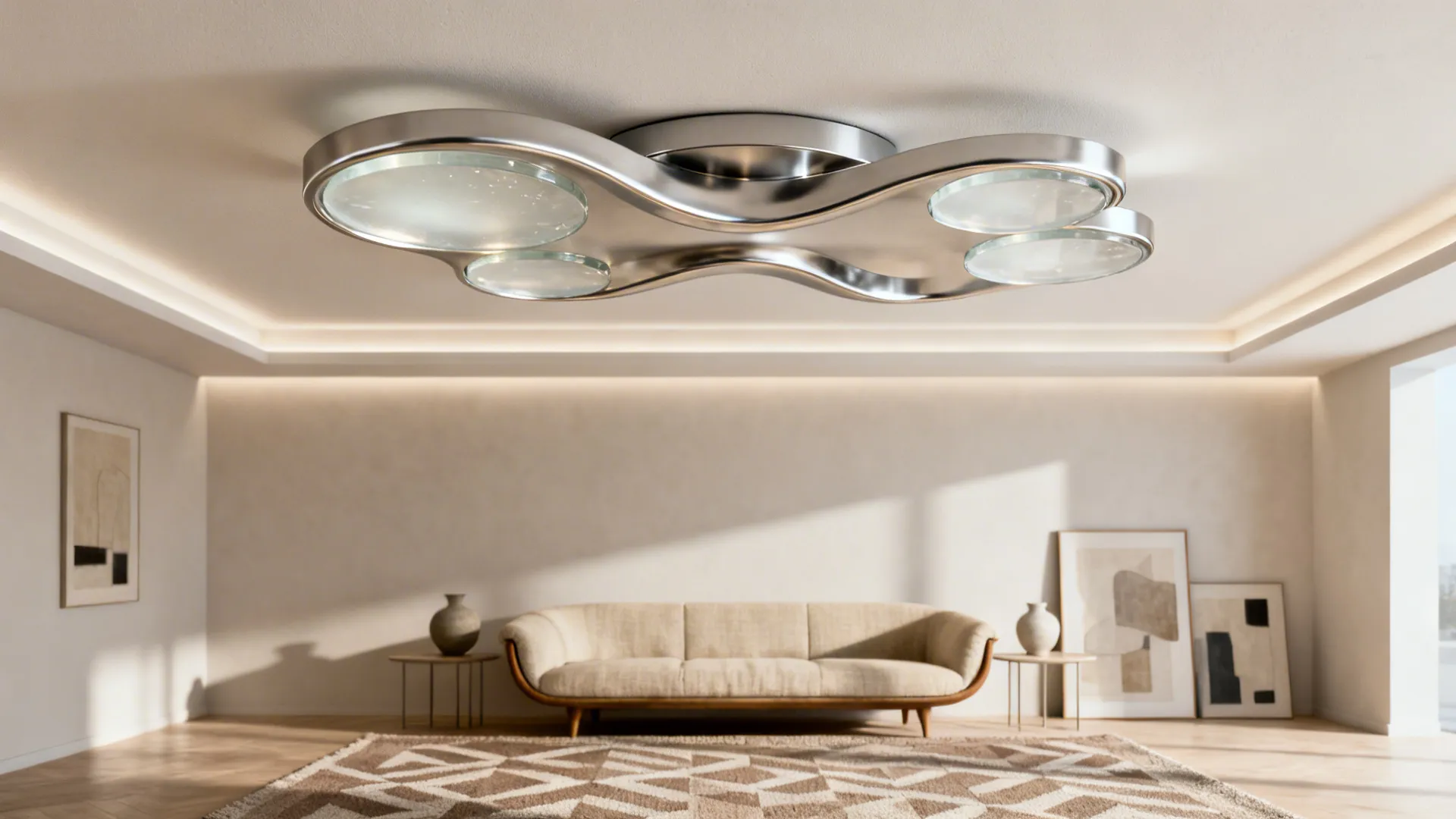 5. Sculptural Flush-Mount Fixtures