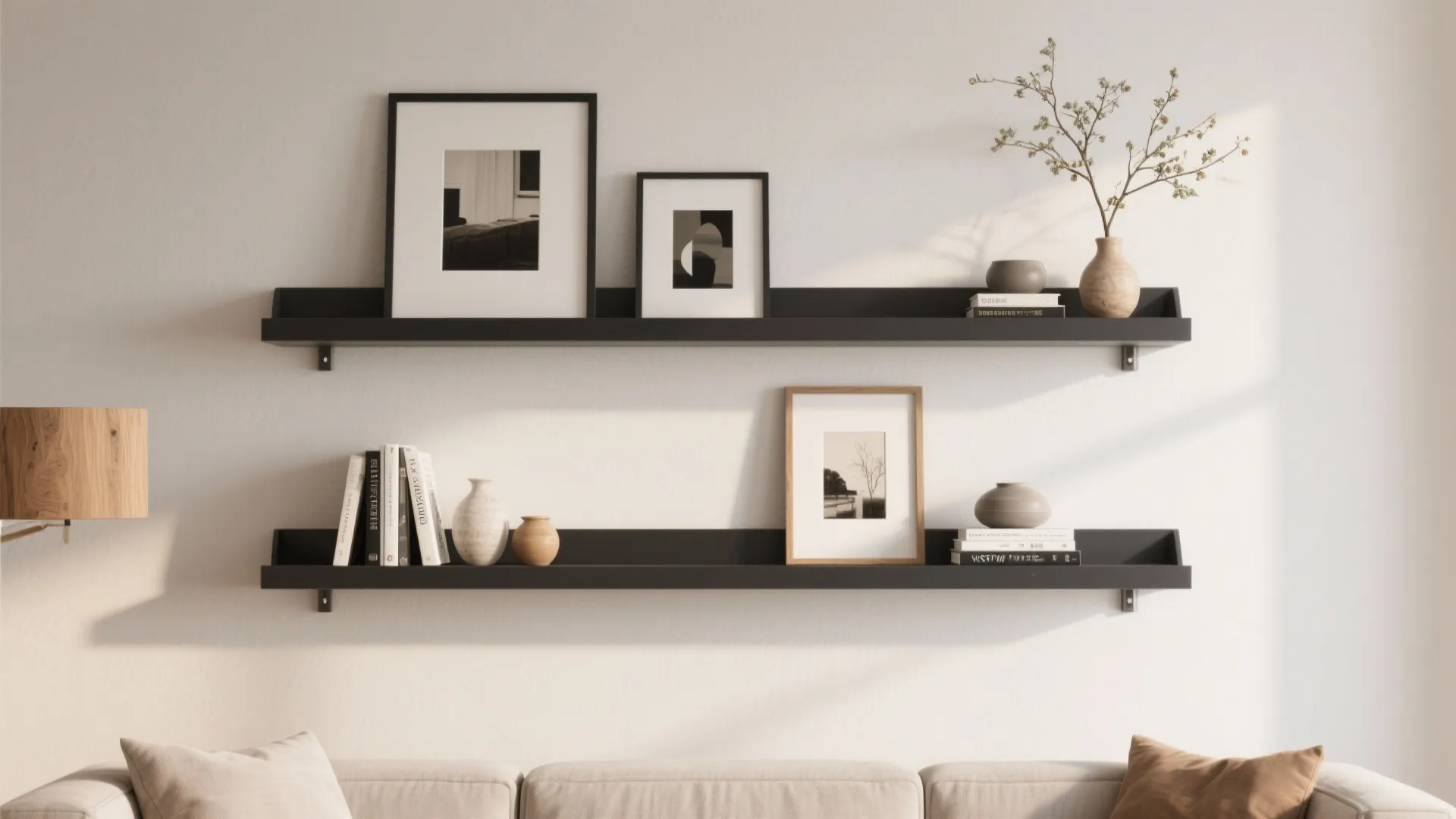 Sculptural shelving and ledges for flexible styling