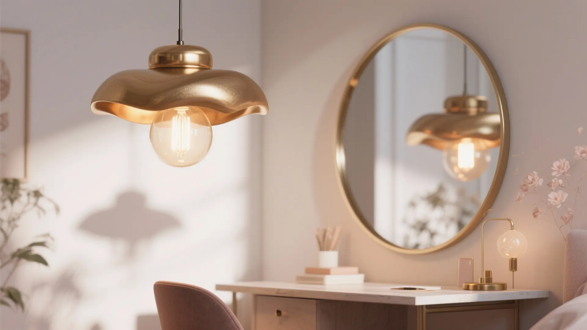 4. Sculptural lighting and statement mirrors
