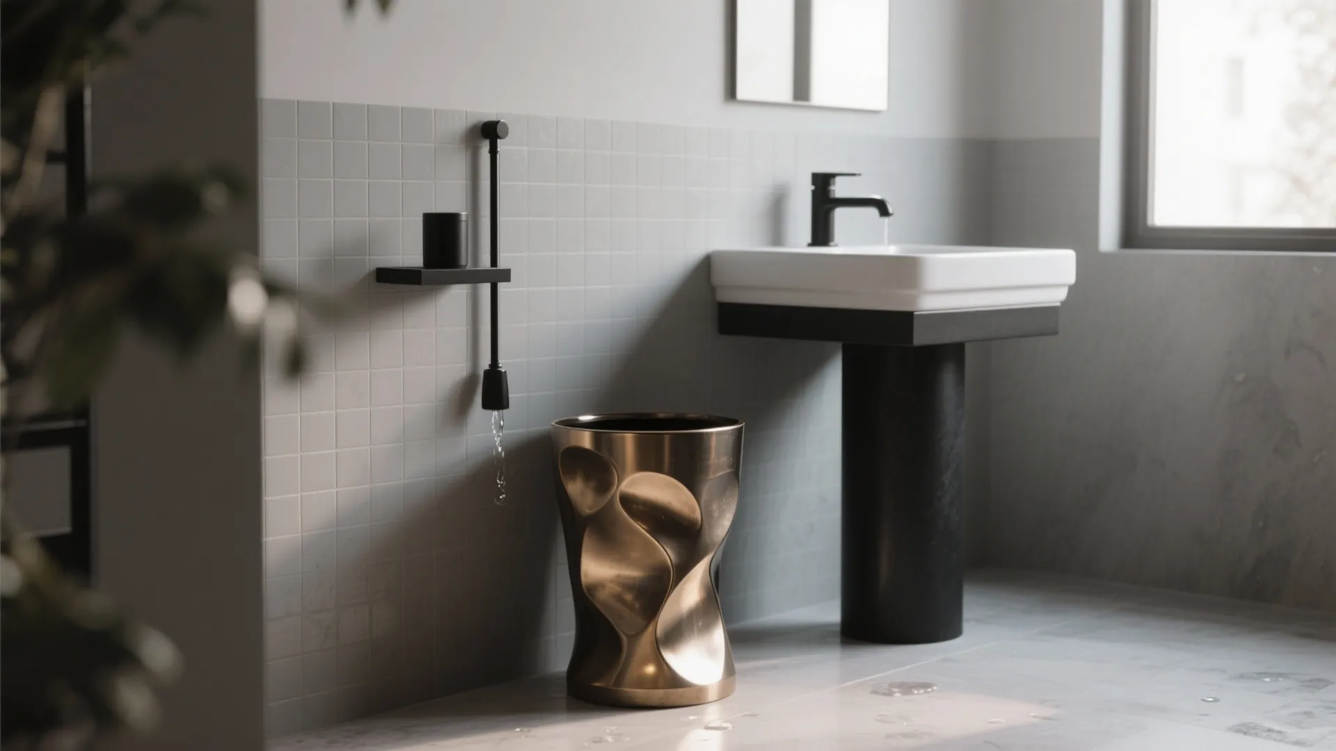 1. Sculptural Metal Bins as Accent Pieces