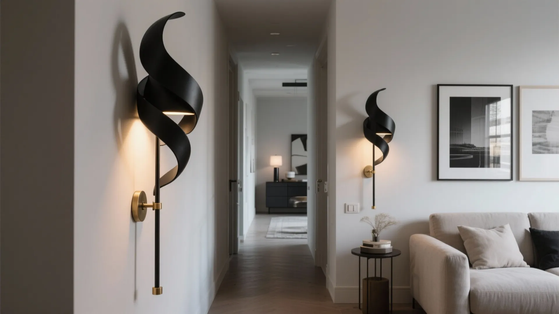 2) Sculptural metal sconces as functional art
