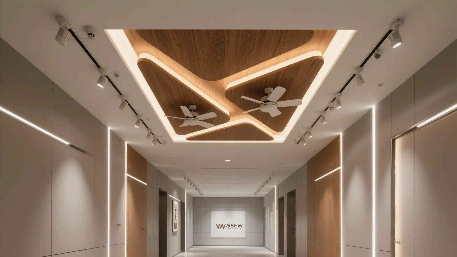 4) Sculptural center panel with recessed fans