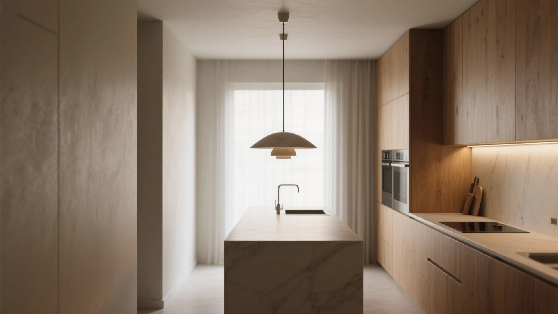 1. Sculptural Single-Pendant Chandelier for Narrow Islands