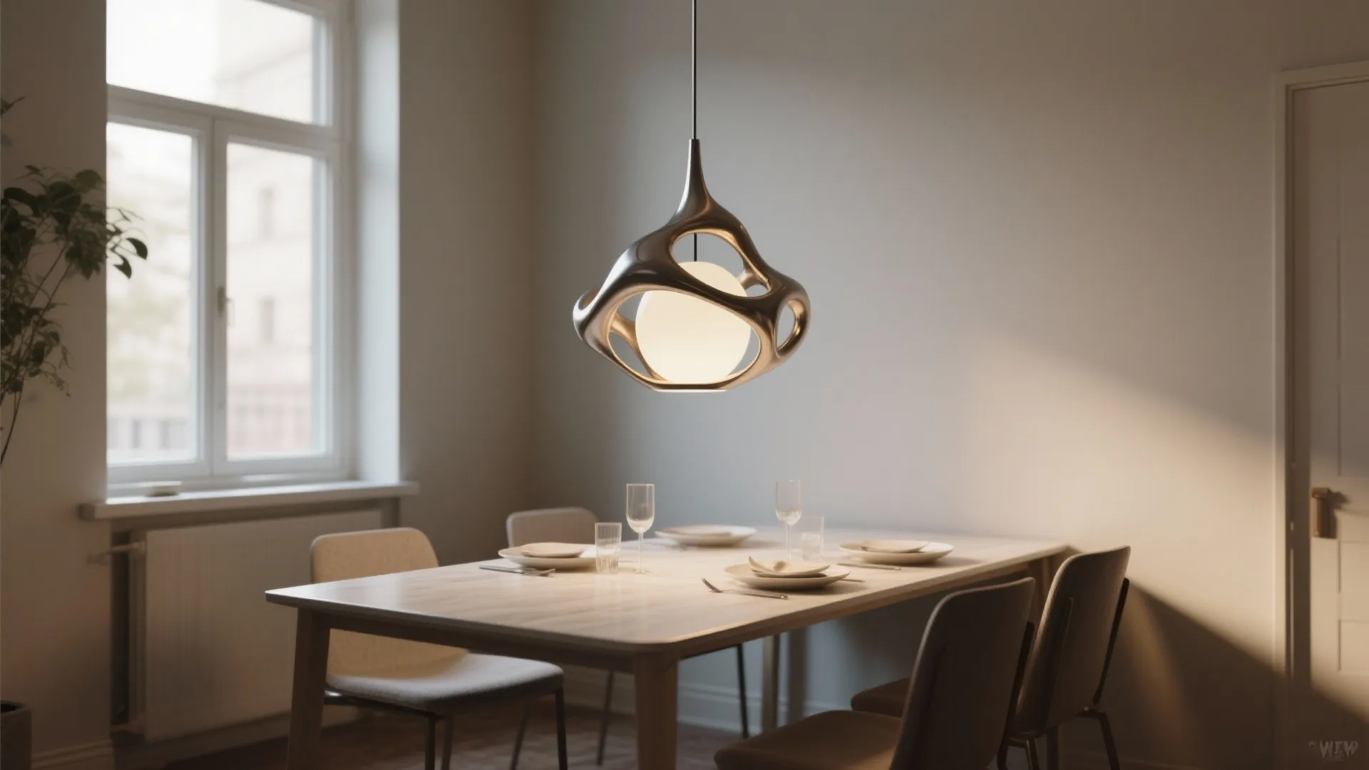 4. Sculptural Single Pendant — art that doesn’t overwhelm