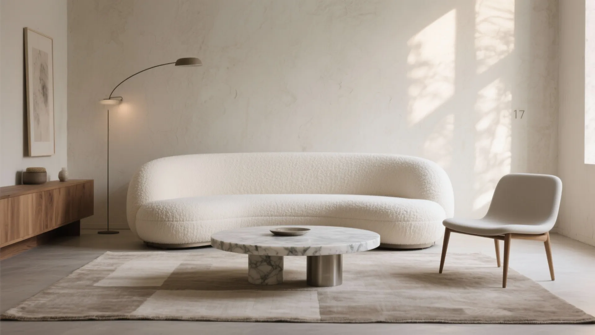 1) Minimal luxury with sculptural seating