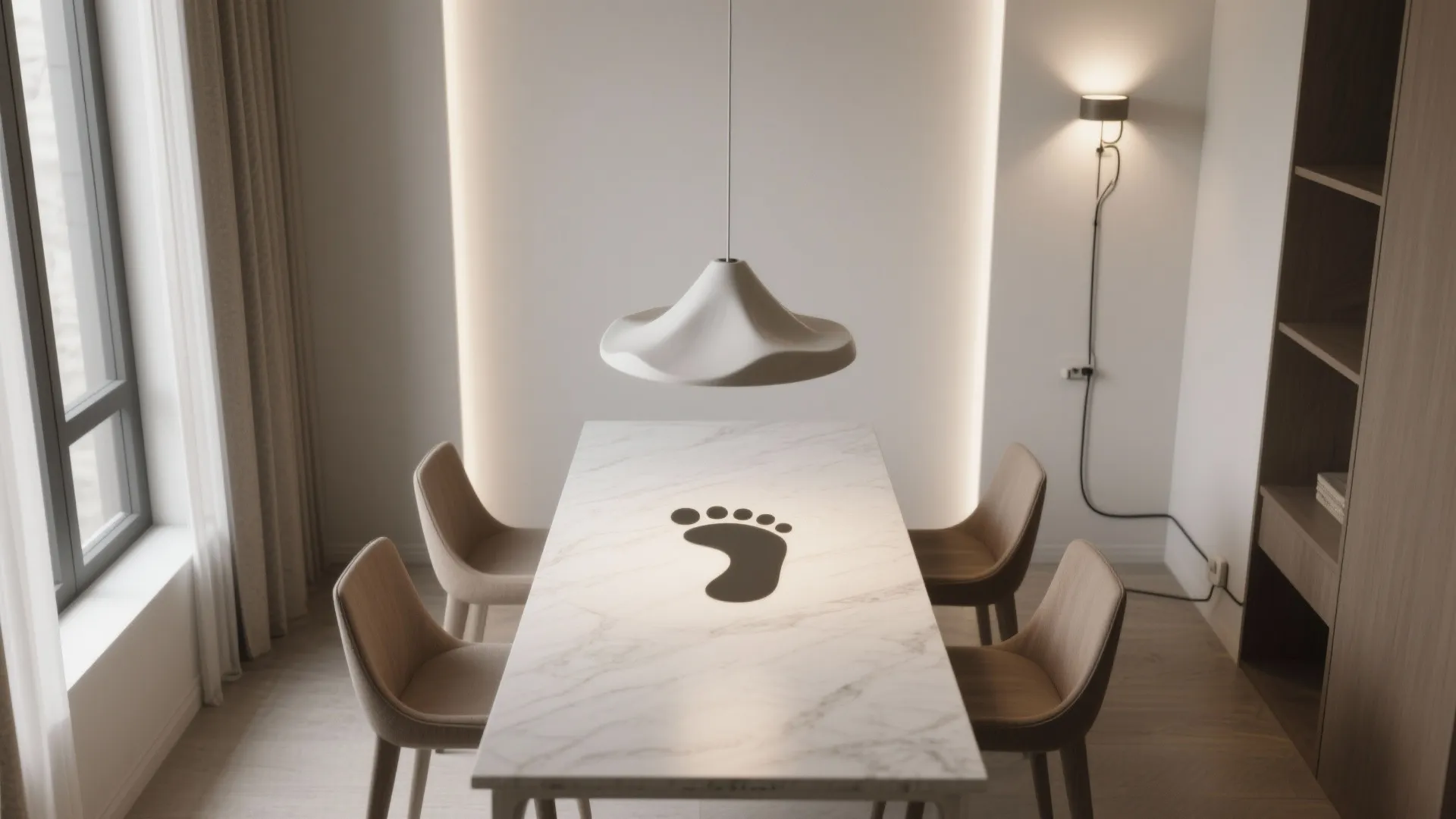 5) Statement sculptural pendants with layered dimming