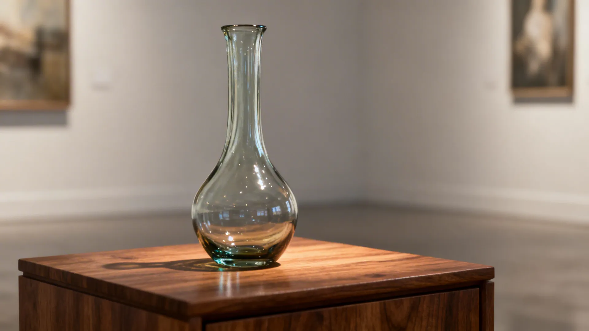 Slim hand-blown glass vase as a focal object on an end table