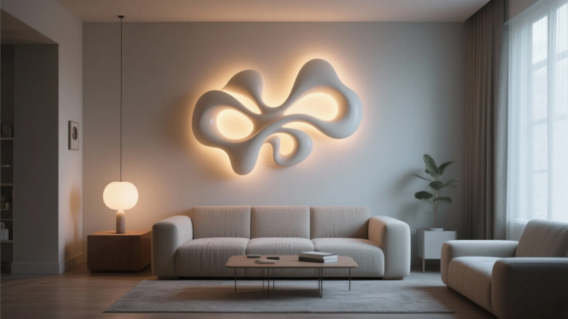 Sculptural artistic wall light as decor feature