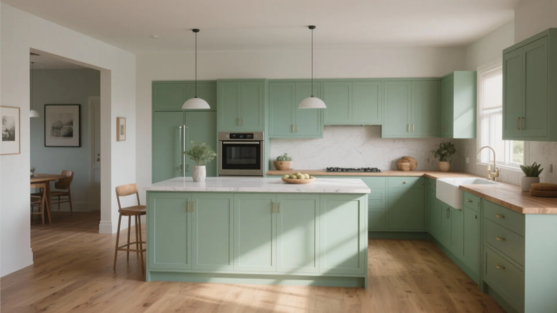 3. Sea-Glass Greens for Depth