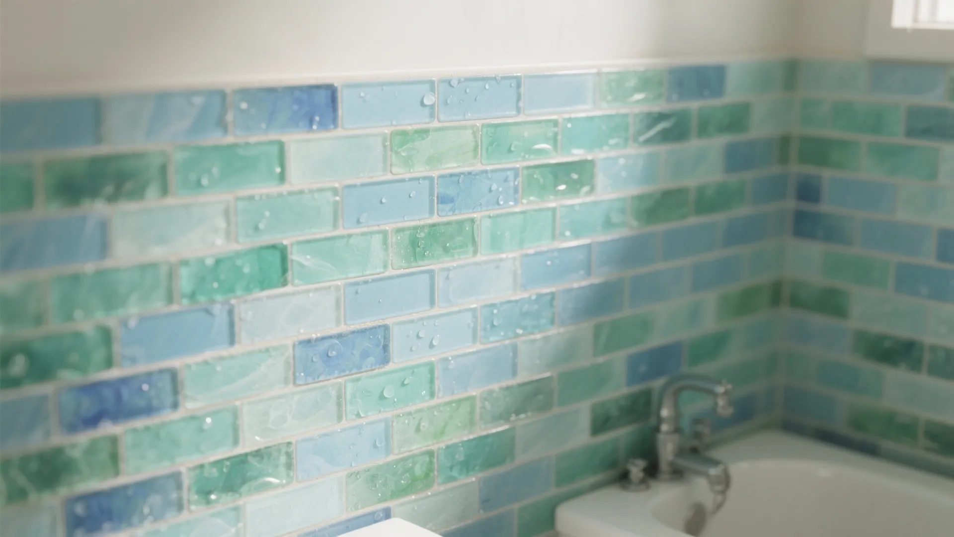 1. Sea-glass subway tiles in soft gradients