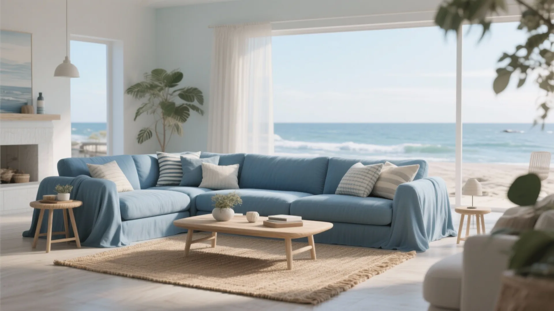6. Slipcovered Sofas in Sea Tones
