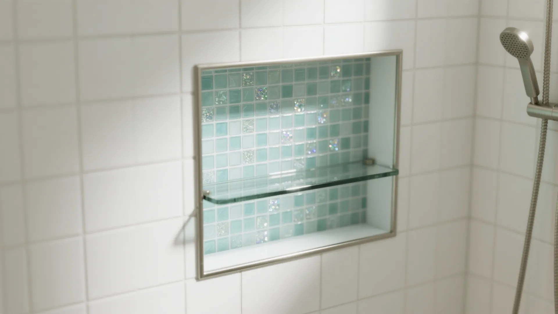 Seafoam Mosaic in the Shower Niche