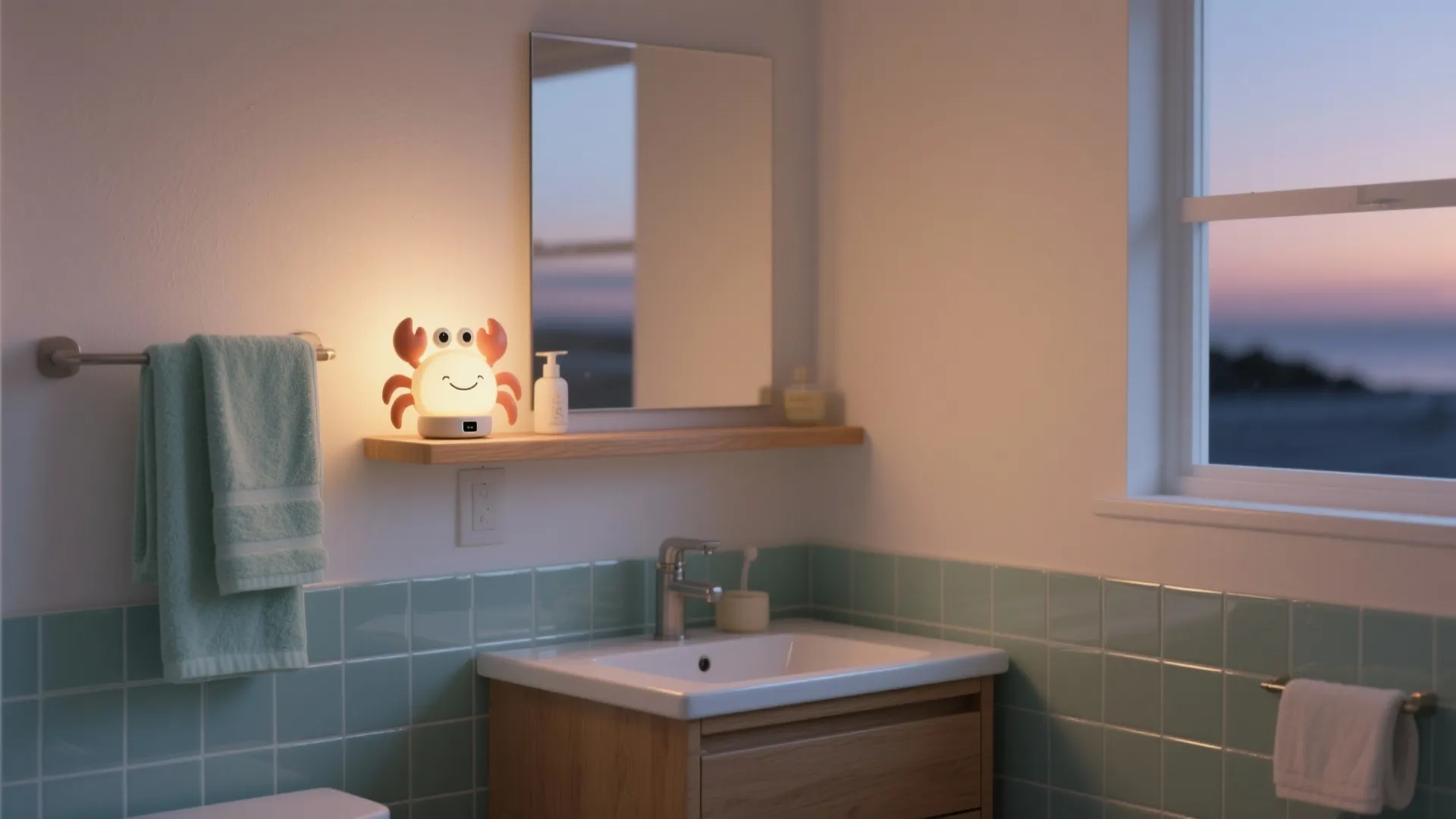 5 Bathroom Vanity Sealife Nightlight Ideas: How I style an Etsy decorative sealife battery operated nightlight in small bathrooms — practical tips from a pro