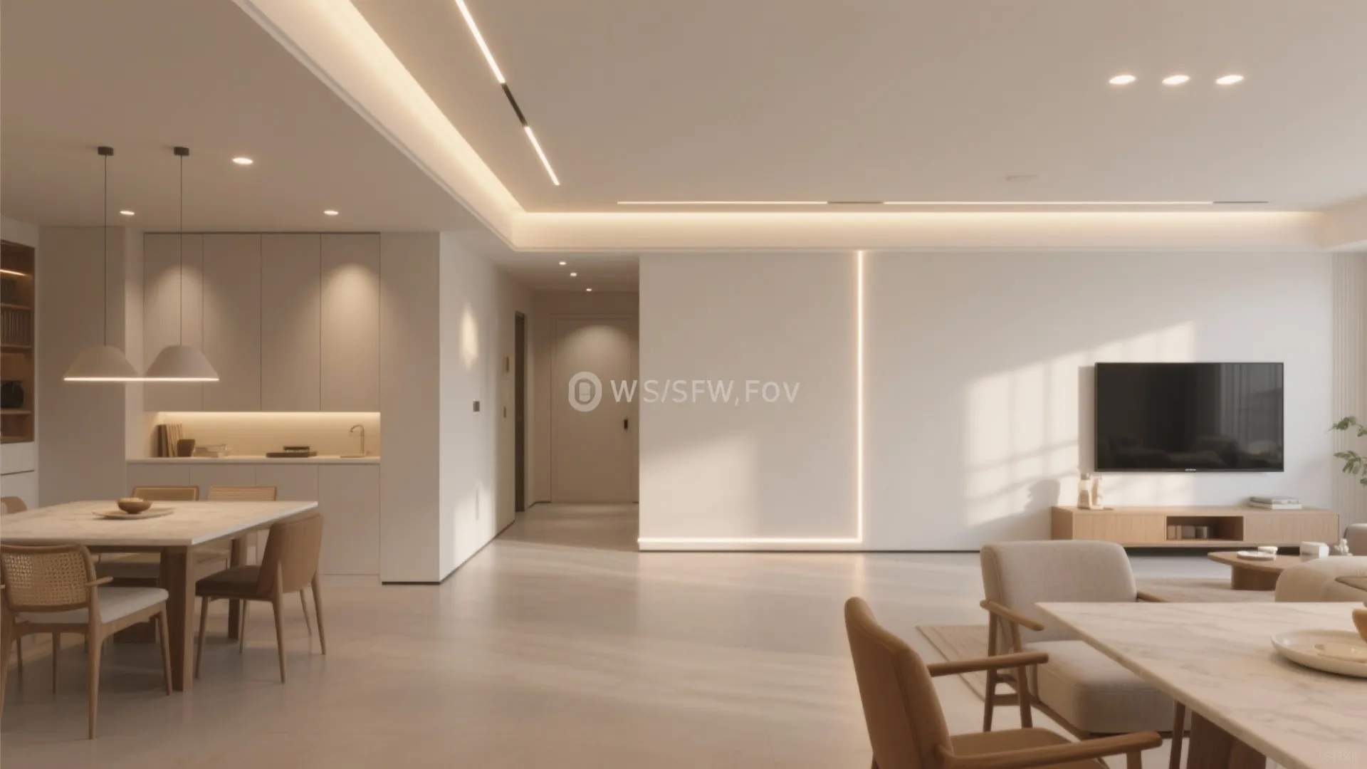 1) Seamless False Ceiling with Zonal Lighting