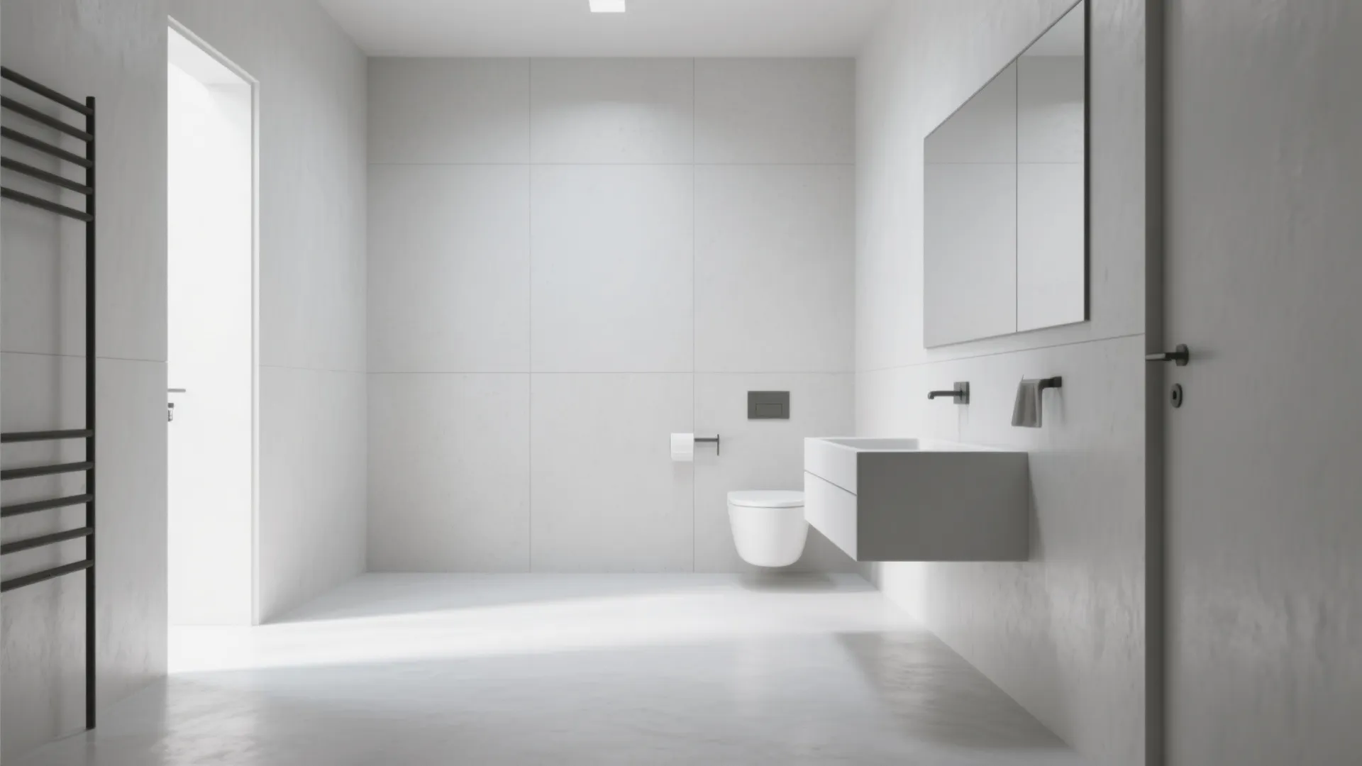 1. Seamless floor-to-wall microcement