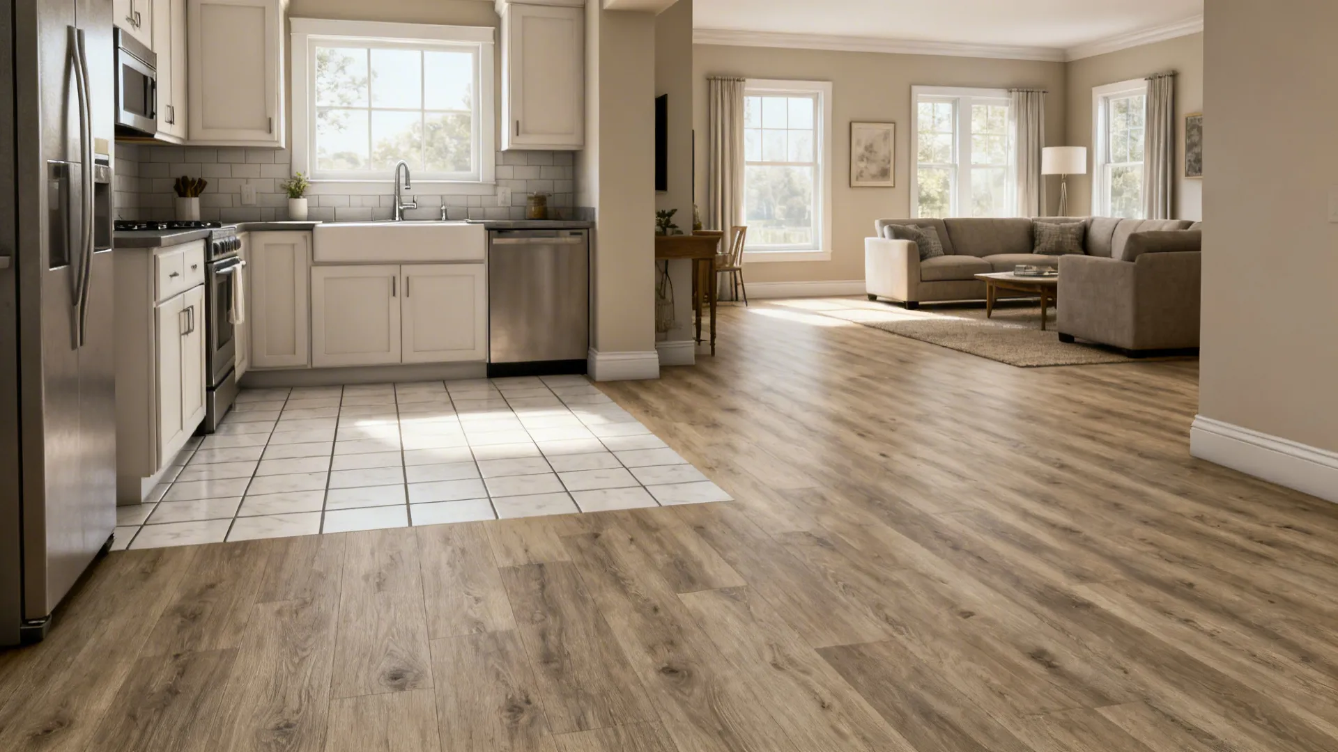 1. Seamless flooring to expand the visual field