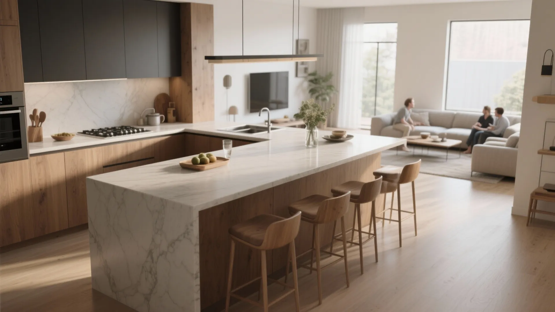 1. Seamless Flow: Extend the Counter from the Kitchen Island