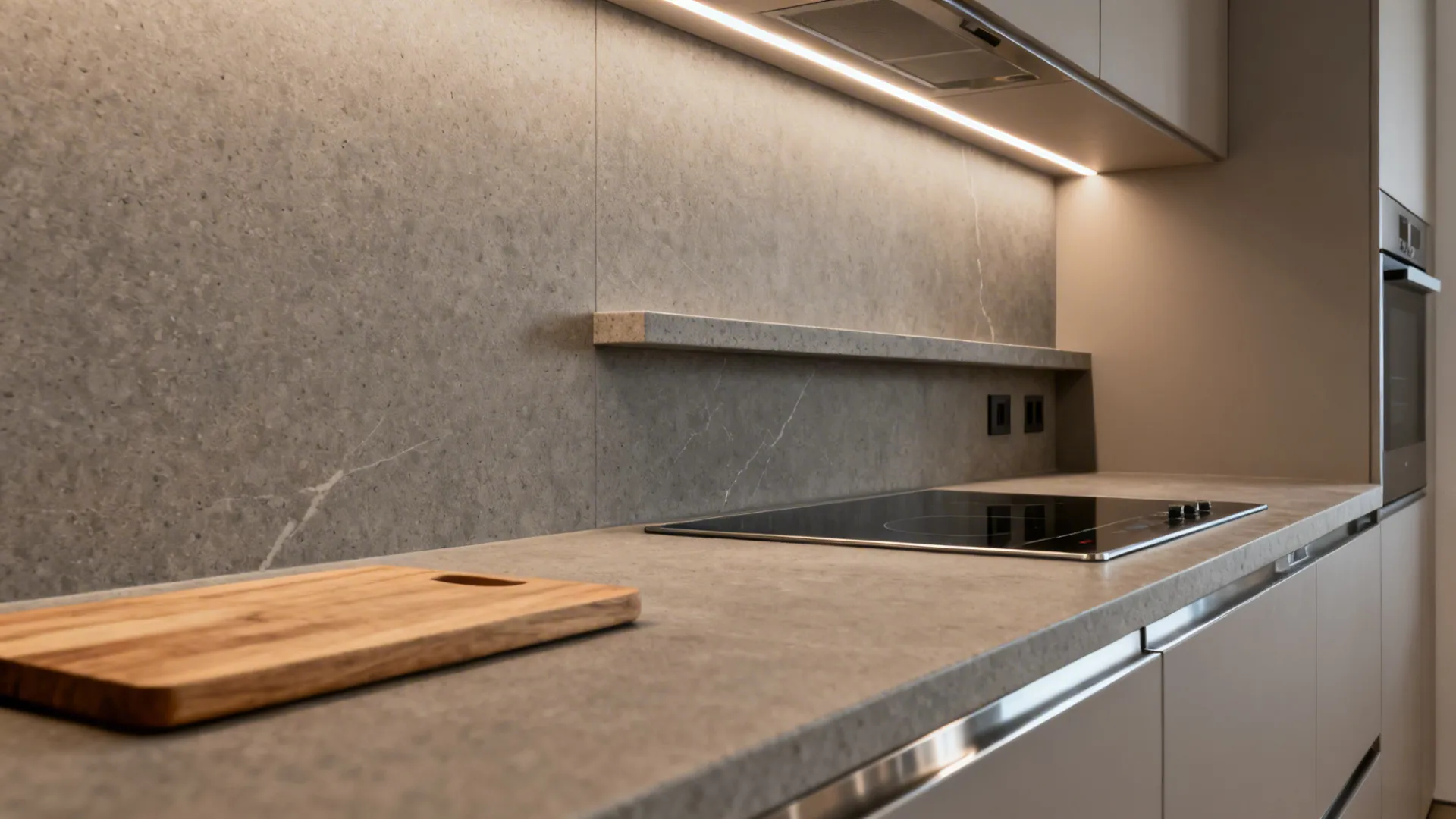 1) Seamless, Non-Porous Surfaces (Countertops + Backsplash)