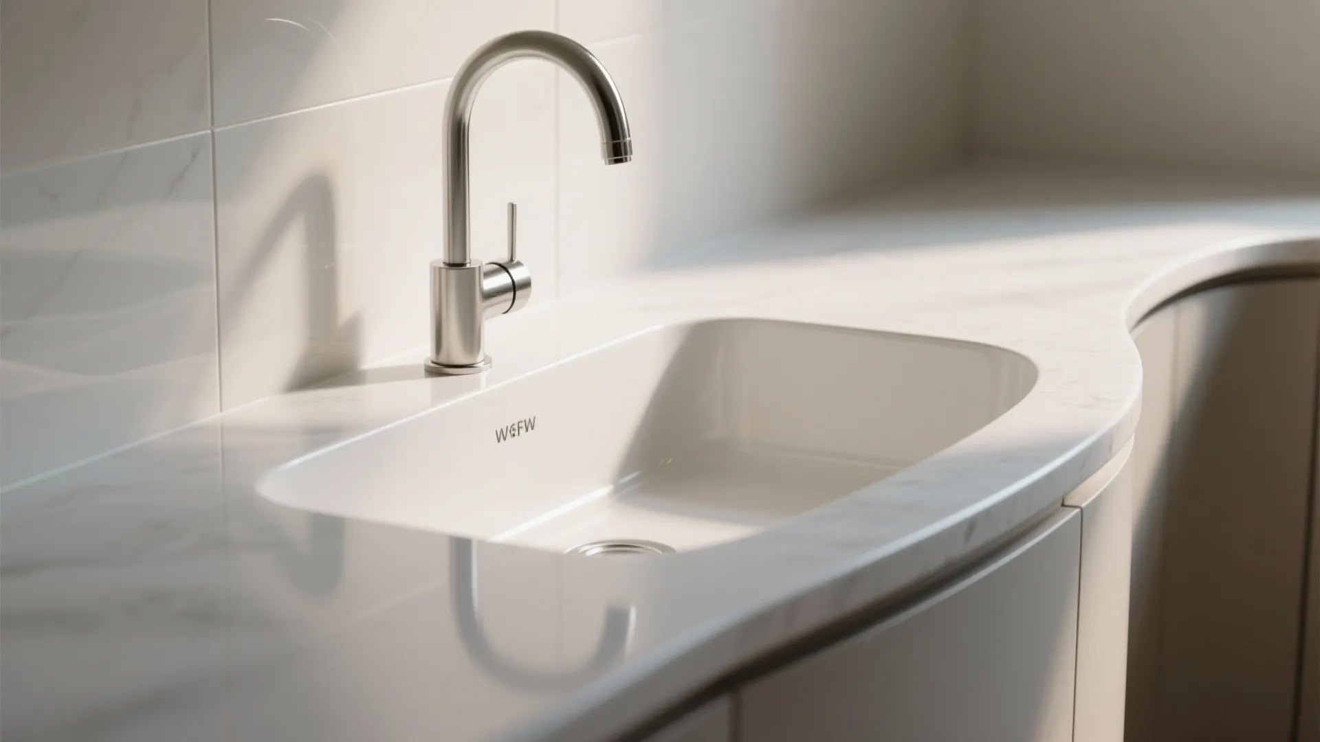 Seamless solid-surface sink-countertop with backsplash