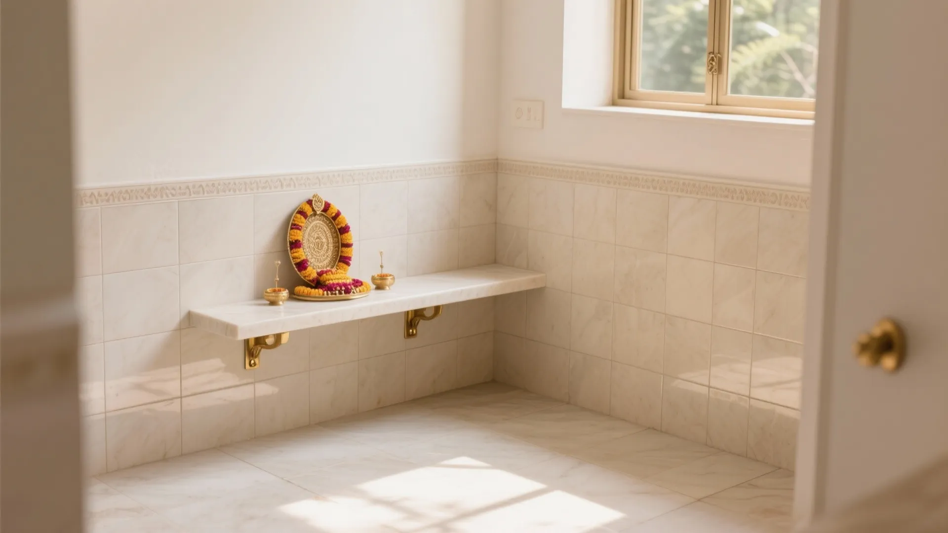 3) Seamless Wrap: Floor-to-Wall Continuity With an L-Shaped Altar