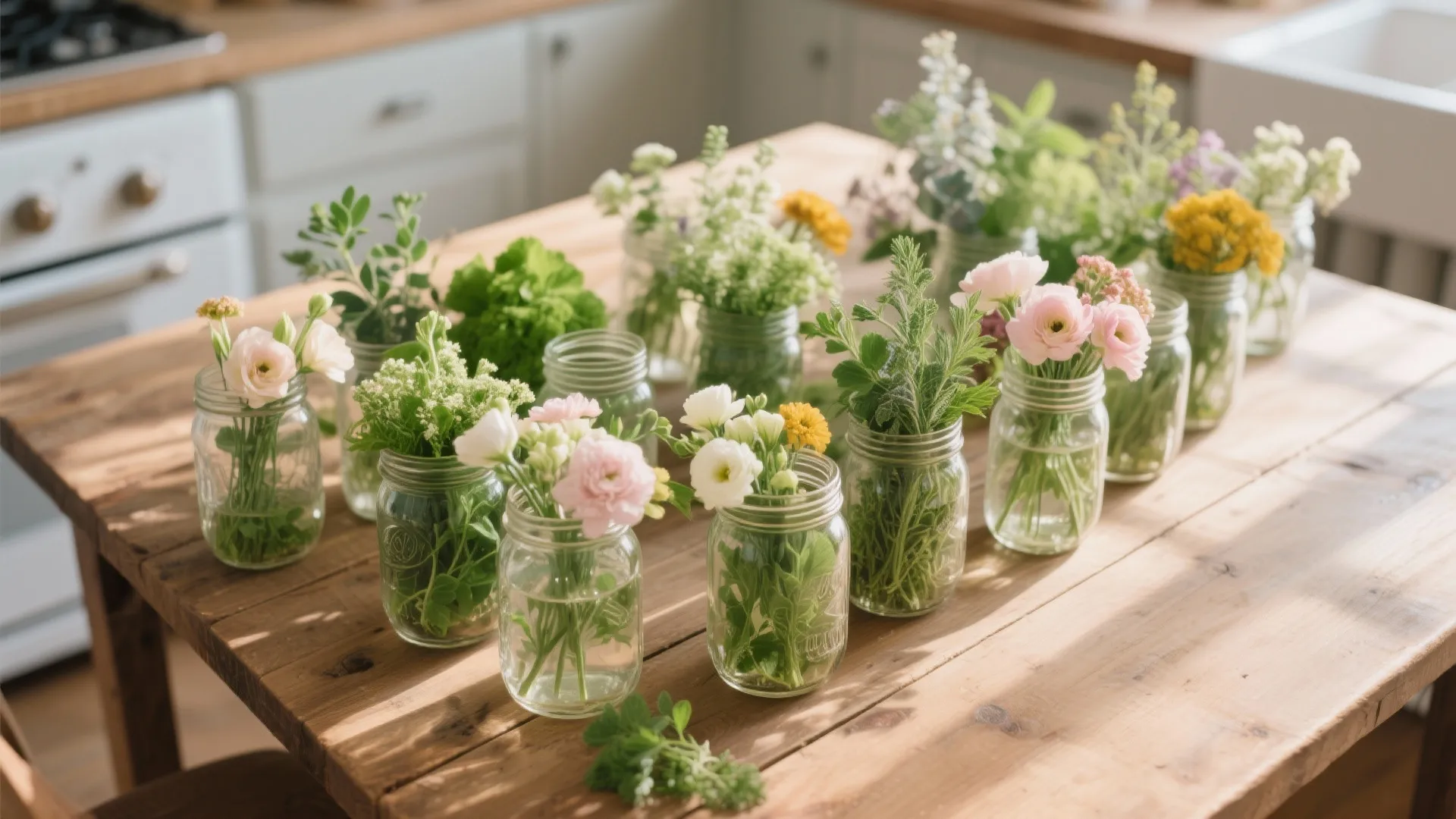 3. Seasonal greenery jars